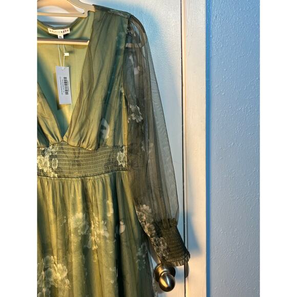 Baltic Born Layla Tulle Maxi Dress XL Green Floral Formal Wedding Bridesmaid NWT - Picture 4 of 9